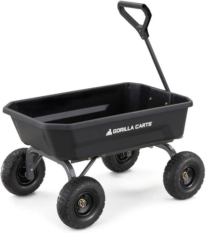 7GCG-NF Heavy-Duty Poly Dump Garden Cart with No-Flat Tires, 7 Cubic Feet, 1200-Pound Capacity, Black, Amazon Exclusive