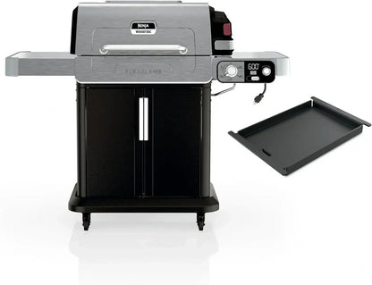 Ninja FlexFlame, Grill and Smoker, Electric and Propane Grill, Roaster, BBQ Grill, 5-in-1 Cooking System, 3 Burner, Digital Control, Outdoor Cooking, Griddle, Pizza Maker, Stainless Steel, PG301