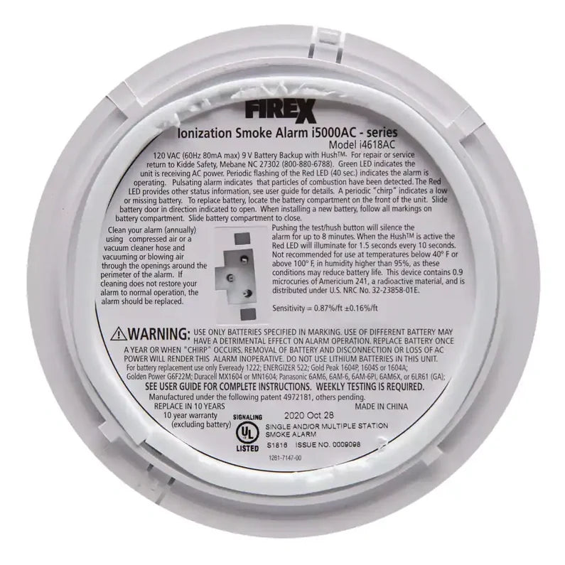 i4618 4-Pack Hardwired Smoke Alarm with Ionization Sensor, 120V AC, 9V Battery Backup