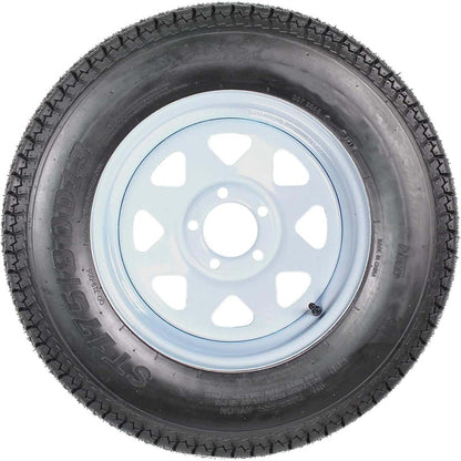 Set of 2 Trailer Tires Rims 175-80 5 Lug 6PR White Spoke Wheel Load Range C