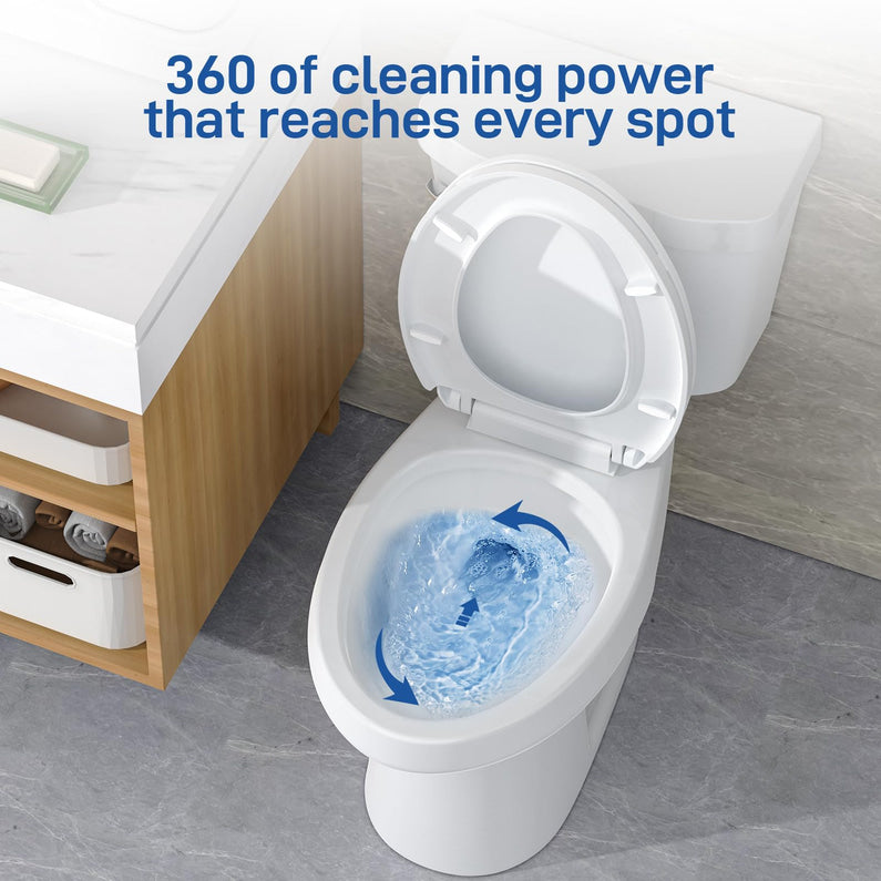 21Toilet, Elongated Toilets for Bathrooms, Two-Piece Toilet with Soft Close Seat, 1.28 Siphonic Flush Toilet with Universal Height ADA Cotton White