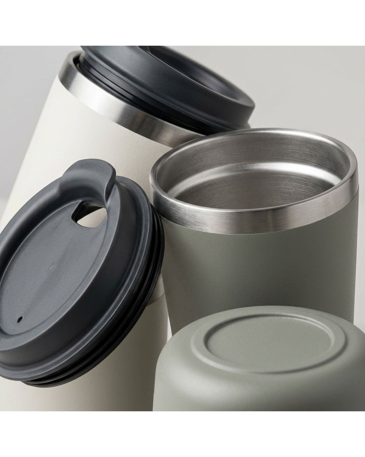 Skvhgx Stackable Vacuum Low Cup Set 10 oz x 2 Moss Oatmeal - Detail view