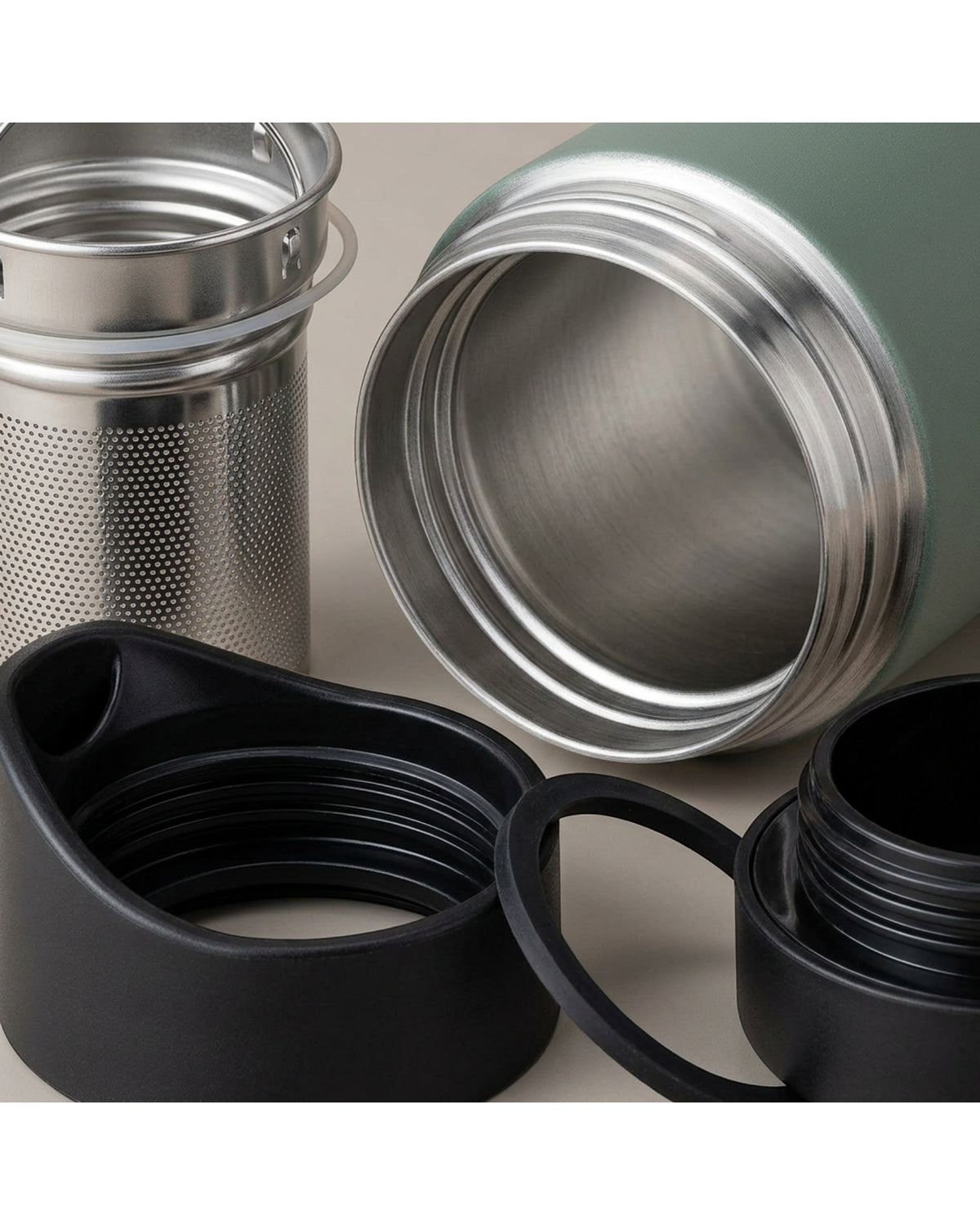 Skvhgx Vacuum Tea Tumbler with Removable Infuser 16 oz Smoke Green - Detail view